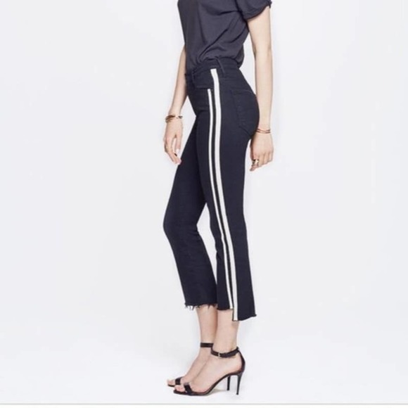 Mother Womens The Insider Crop Step Fray Jeans Guilty Racer High Rise Size 25 - Picture 1 of 9